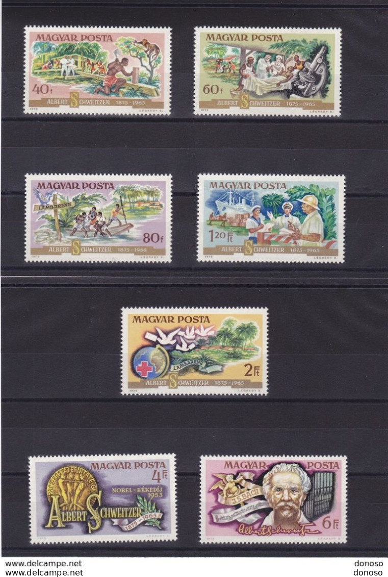 HONGRIE 1975 ALBERT SCHWEITZER Yvert 2414-2420, Michel 3014-3020 NEUF** MNH Cote 5 Euros - Neufs