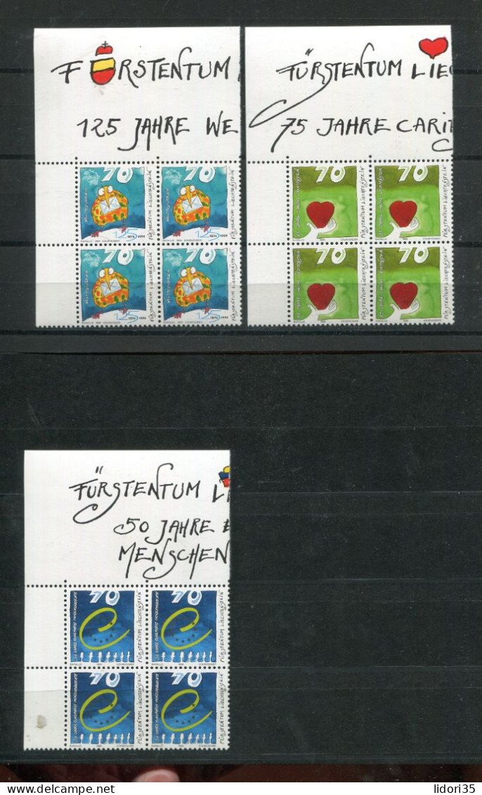 "LIECHTENSTEIN" 1999, Mi. 1200-1202 ER-4er-Blocks **(L1231) - Nuevos