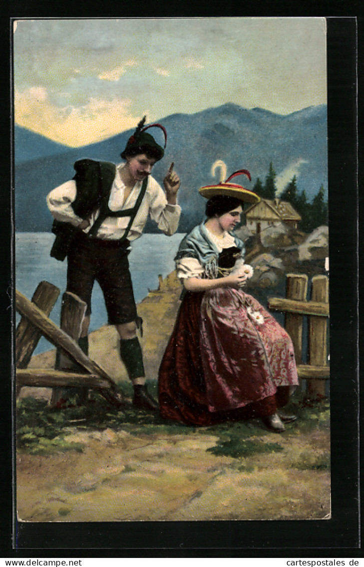 Künstler-AK Mann Und Frau In Bayerischer Tracht  - Costumes