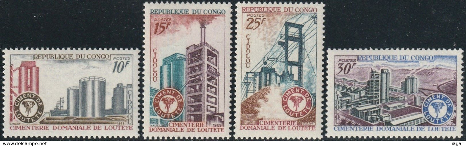 THEMATIC FACTORIES:  LOUTETE STATE-OWNED CEMENT PLANT    4v+MS    -    CONGO - Fabriken Und Industrien