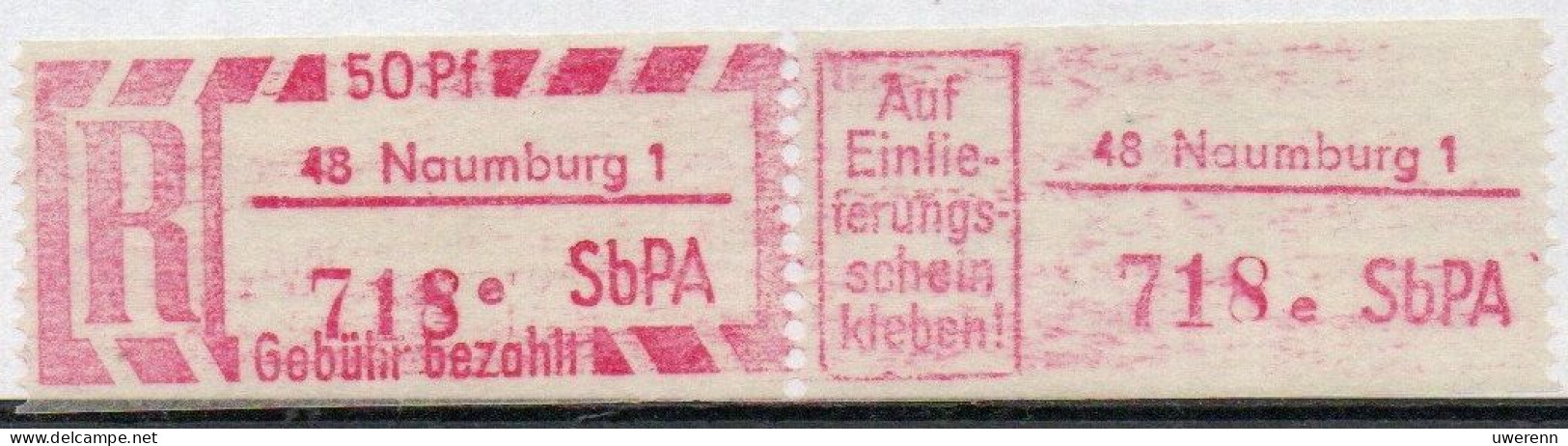 DDR Einschreibemarke Naumburg SbPA Postfrisch, EM2B-48-1eII RU (b) Zh (Mi 2C) - Aangetekende Etiketten