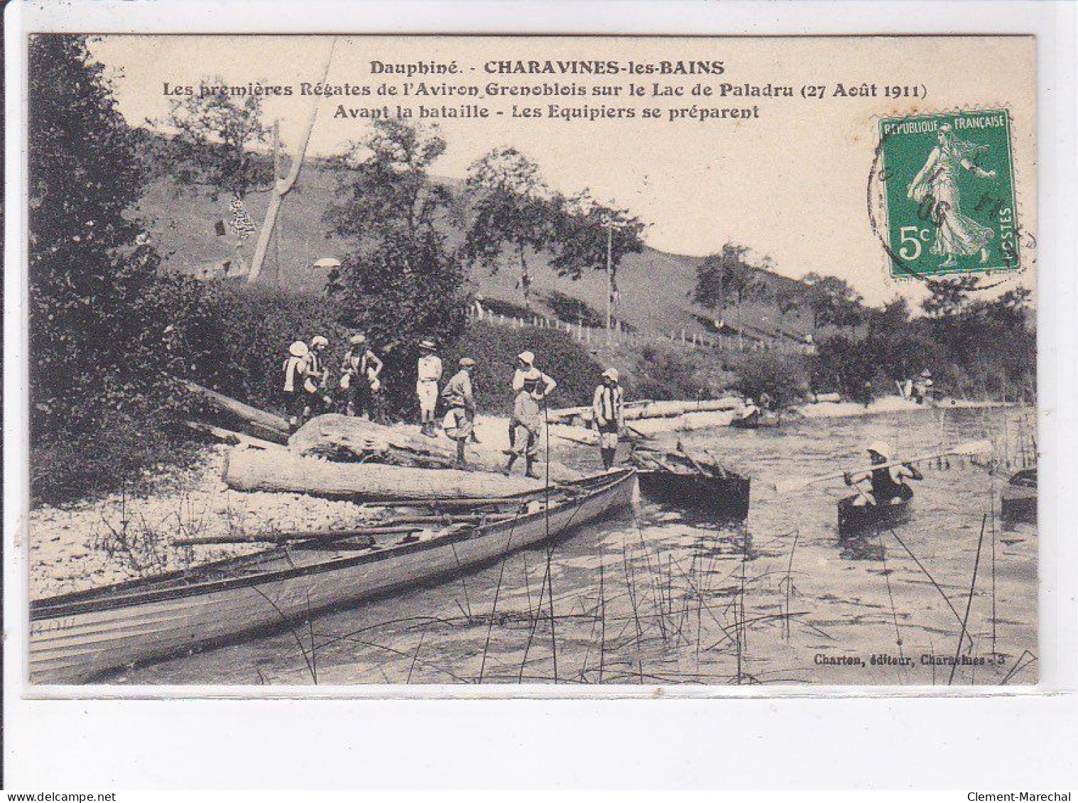 CHARAVINES-les-BAINS: Premières Régates De L'aviron Grenoblois Sur Le Lac De Paladru 1911 Avant Bataille - Très Bon état - Charavines