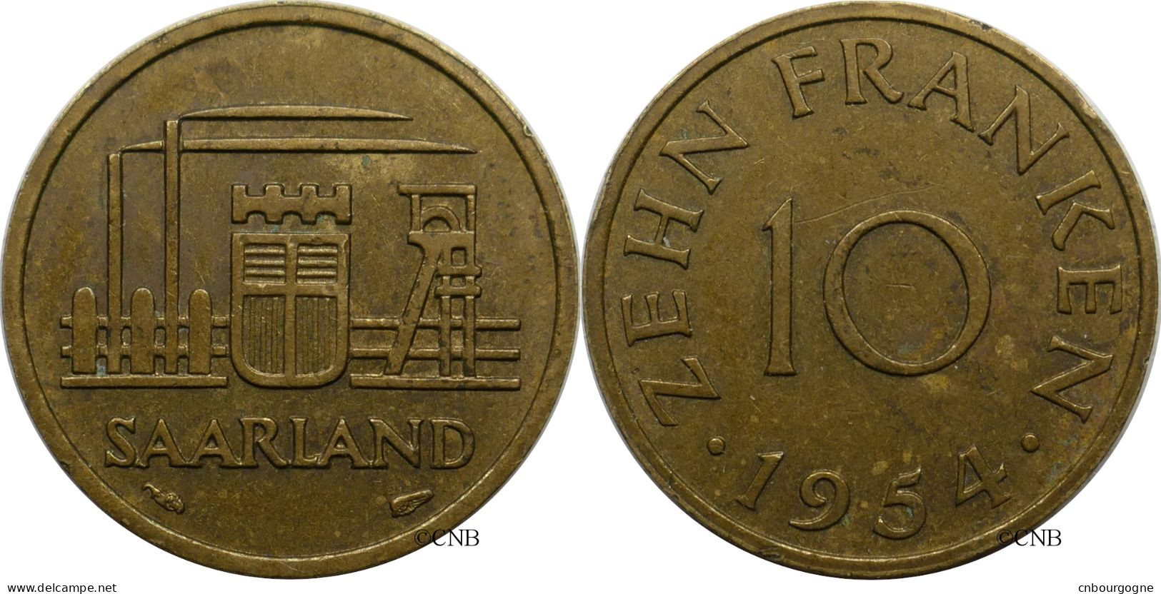Sarre - Saarland - 10 Franken 1954 - TTB/XF45 - Mon6212 - 10 Franken