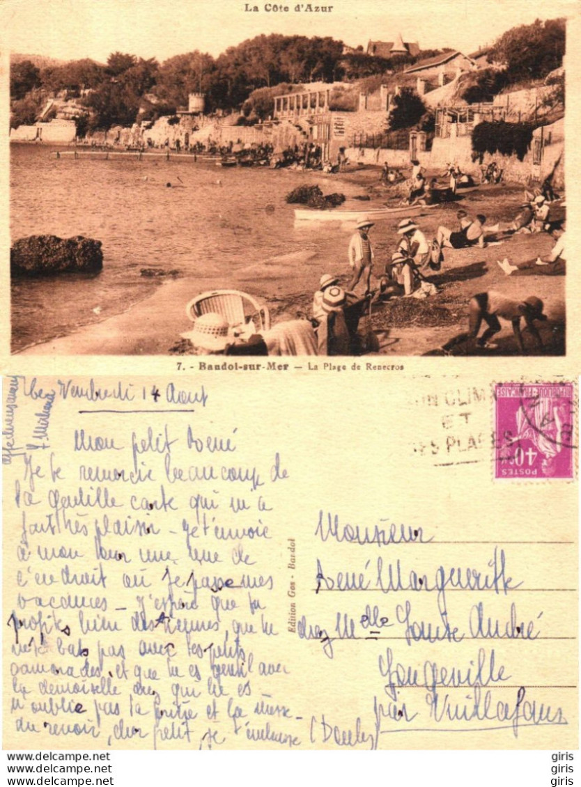 83 - Var - Bandol Sur Mer - Bandol - La Plage De Rénécros - Bandol