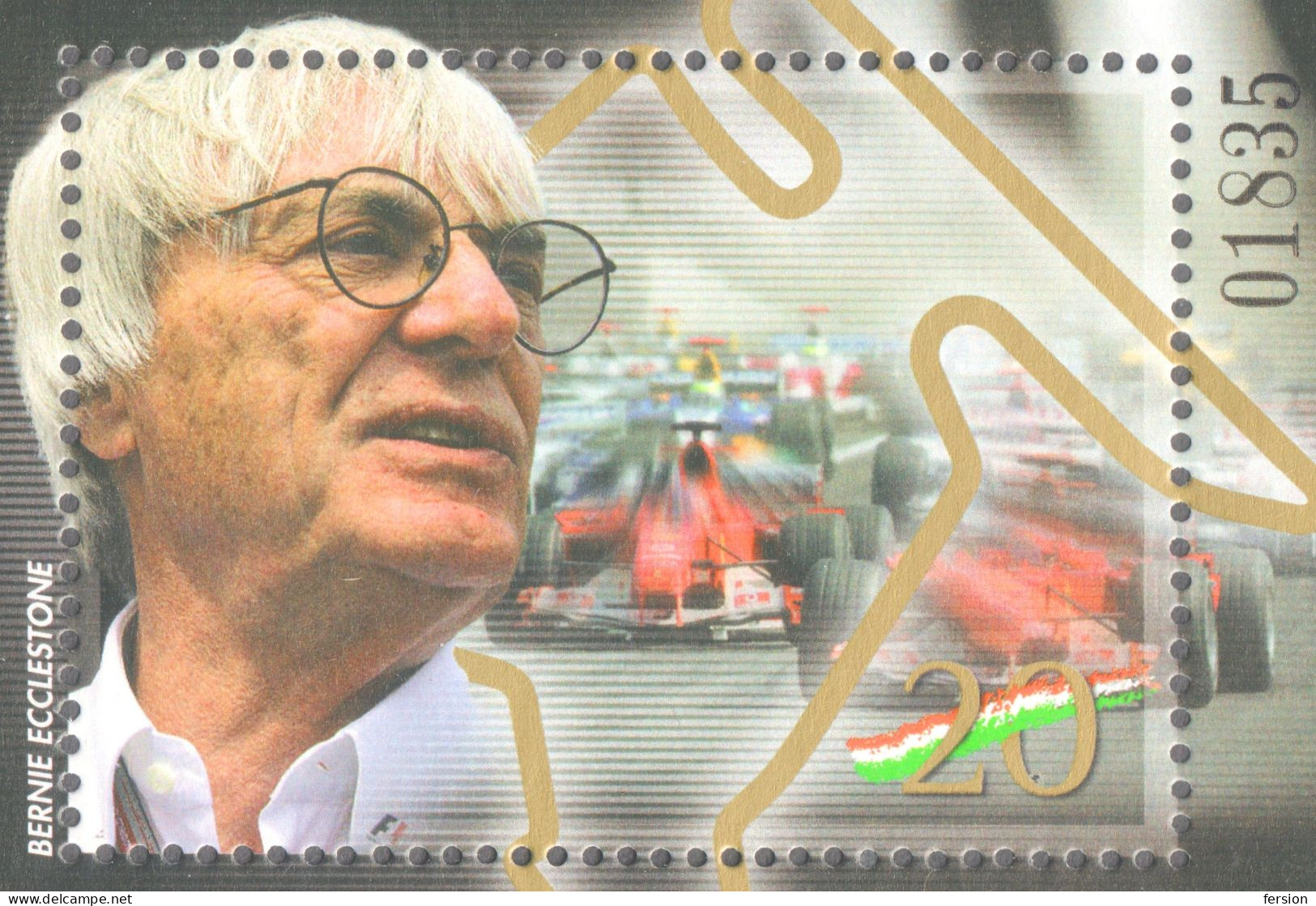 2006 Hungary Grand Prix 20th Anniv Formula 1 F1 HUNGARORING Bernie Ecclestone FERRARI Philatelist Memorial Sheet - RRR! - Auto's