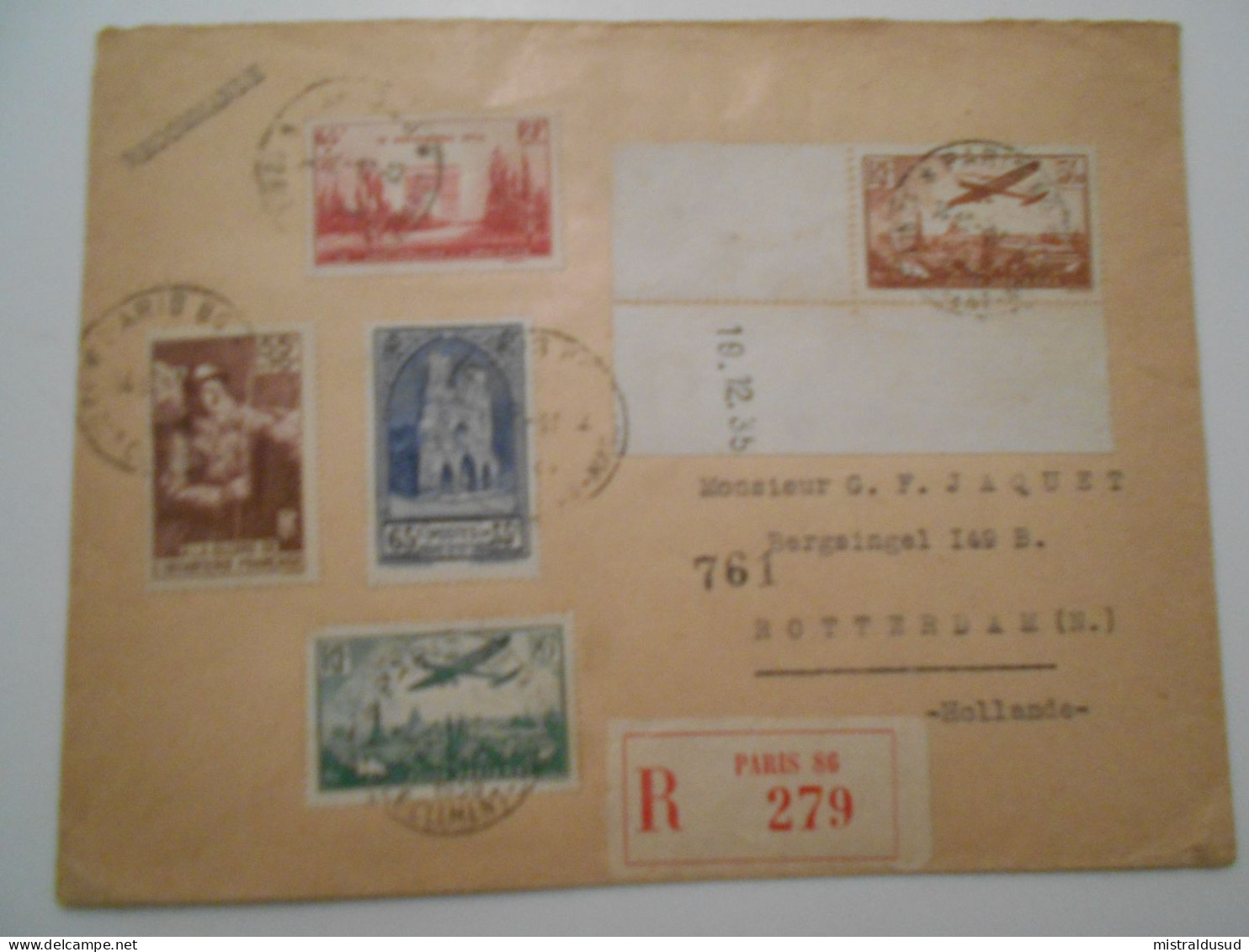 France Poste Aerienne , Lettre Recommandee De Paris 1938 Pour Rotterdam - 1927-1959 Covers & Documents