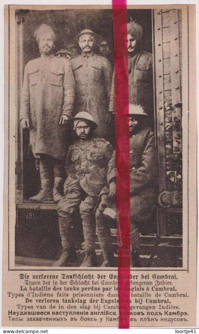 Oorlog Guerre 14/18 - Cambrai - Prisonniers Indiens Gevangenen - Orig. Knipsel Coupure Tijdschrift Magazine - 1918 - Non Classés