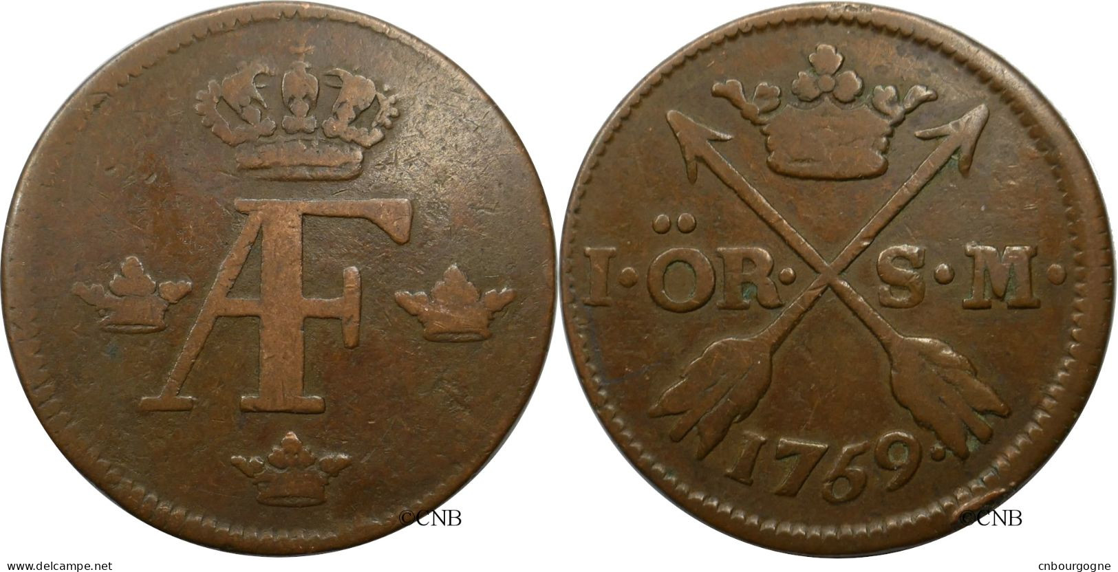Suède - Royaume - Adolphe-Frédéric - 1 öre S.M. 1759 - TB/VF25 - Mon5680 - Suède