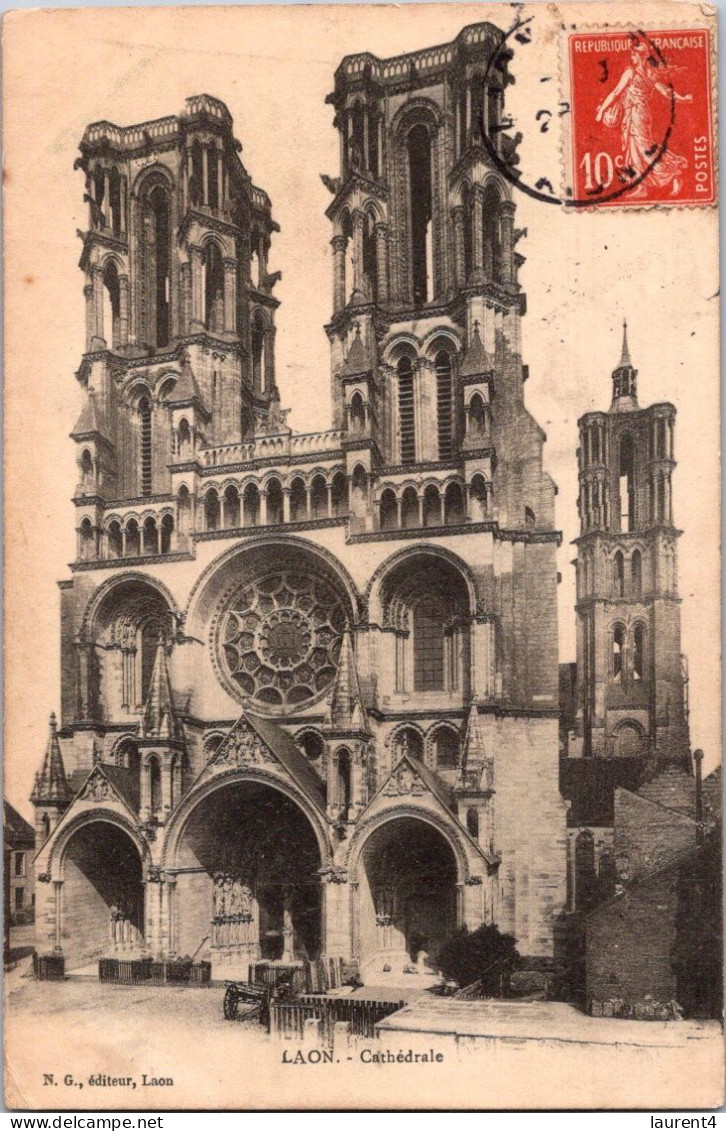 6-5-2024 (4 Z 16) B/w - VERY  OLD- France - Laon Cathédrale (posted 1910) - Kirchen U. Kathedralen