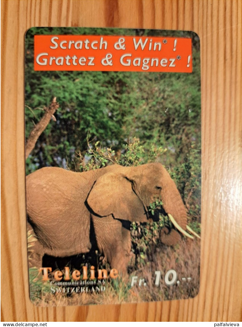 Prepaid Phonecard Switzerland, Teleline - Elephant - Suisse