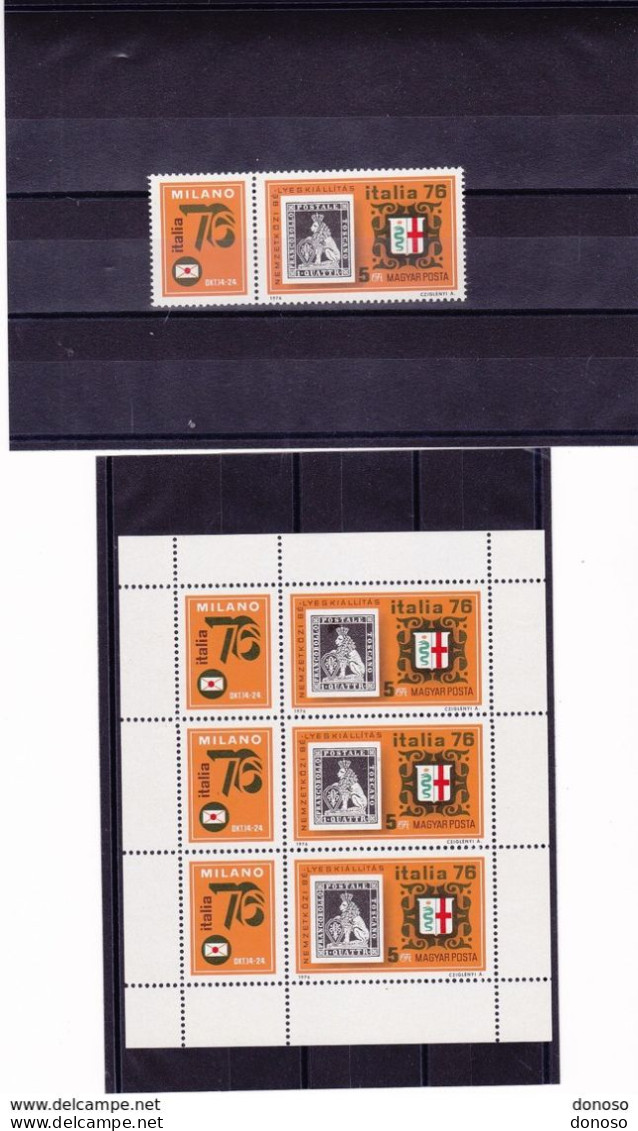 HONGRIE 1976 ITALIA 76, Milan Yvert 2517 + FEUILLET DE 3; Michel 3143 + KB NEUF** MNH Cote 20 Euros - Unused Stamps