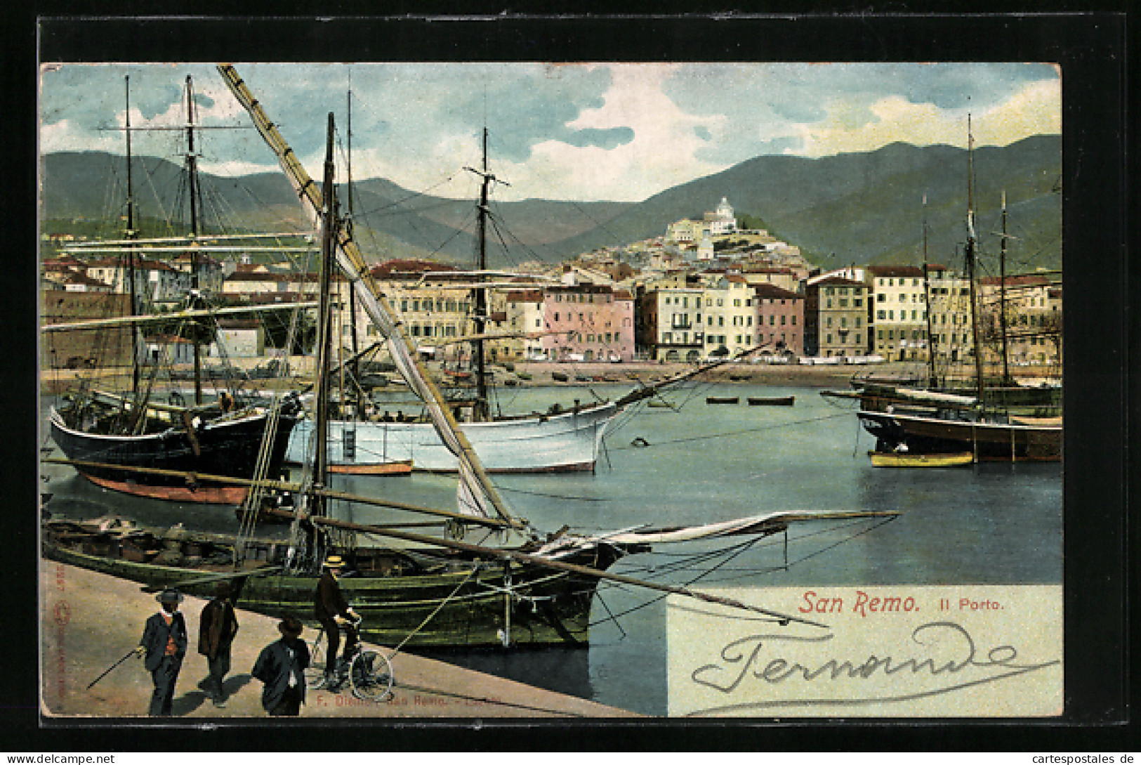 Cartolina San Remo, Il Porto, Hafenpartie Mit Segelschiffen  - San Remo