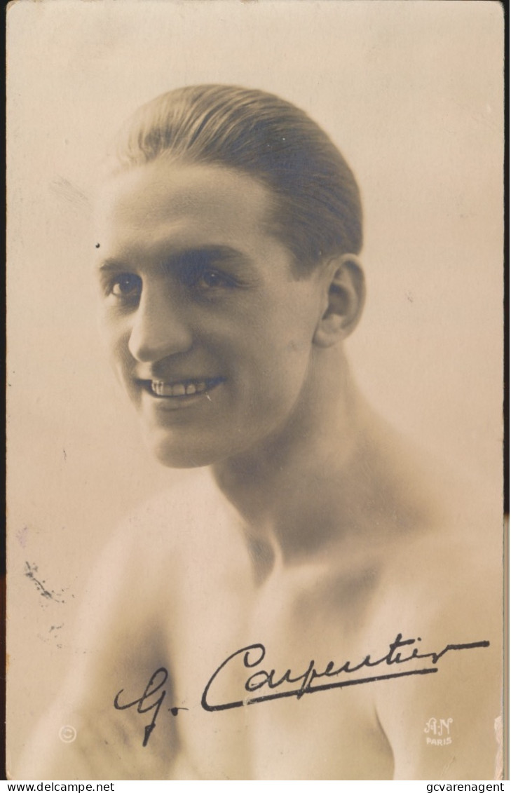 CARTE PHOTO.  G.CARPENTIER.   SIGNE            2 SCANS - Boxe