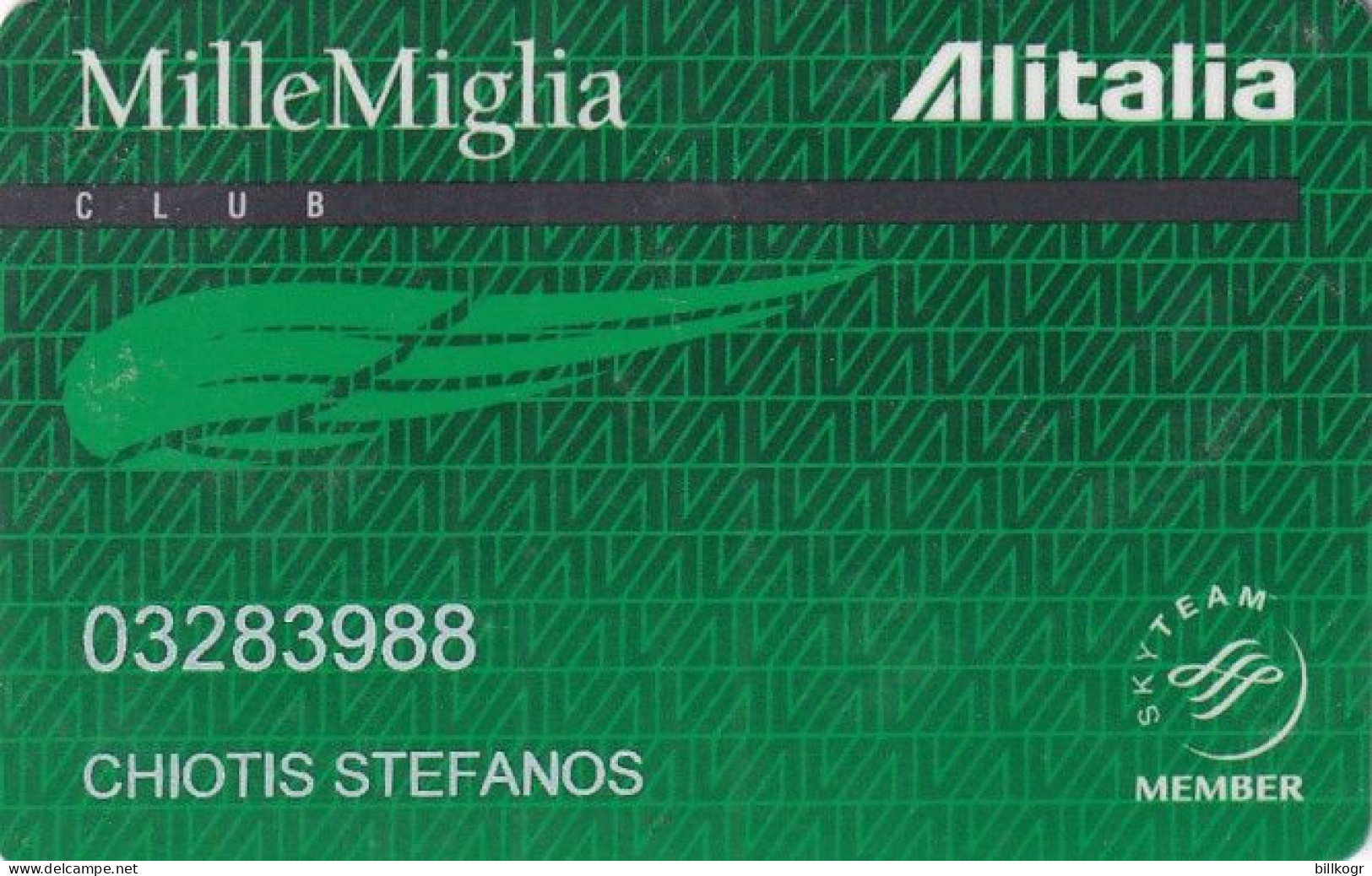 ITALY - Alitalia, Magnetic Member Card(black Strip), Used - Avions
