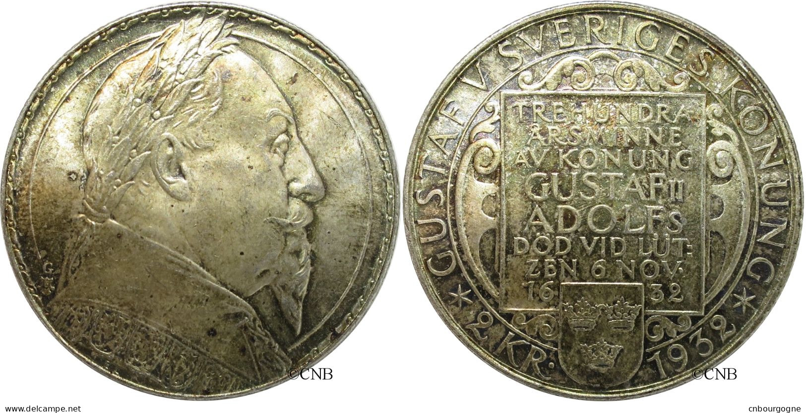 Suède - Royaume - Gustave V - 2 Kronor 1932 G - SUP+/MS62 - Mon2206 - Sweden