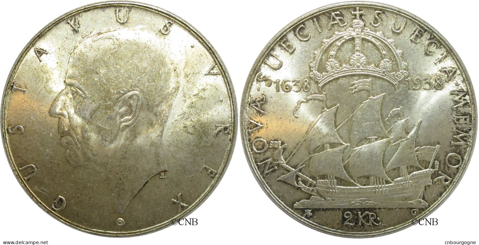 Suède - Royaume - Gustave V - 2 Kronor 1938 G - SUP+/MS62 - Mon2217 - Sweden