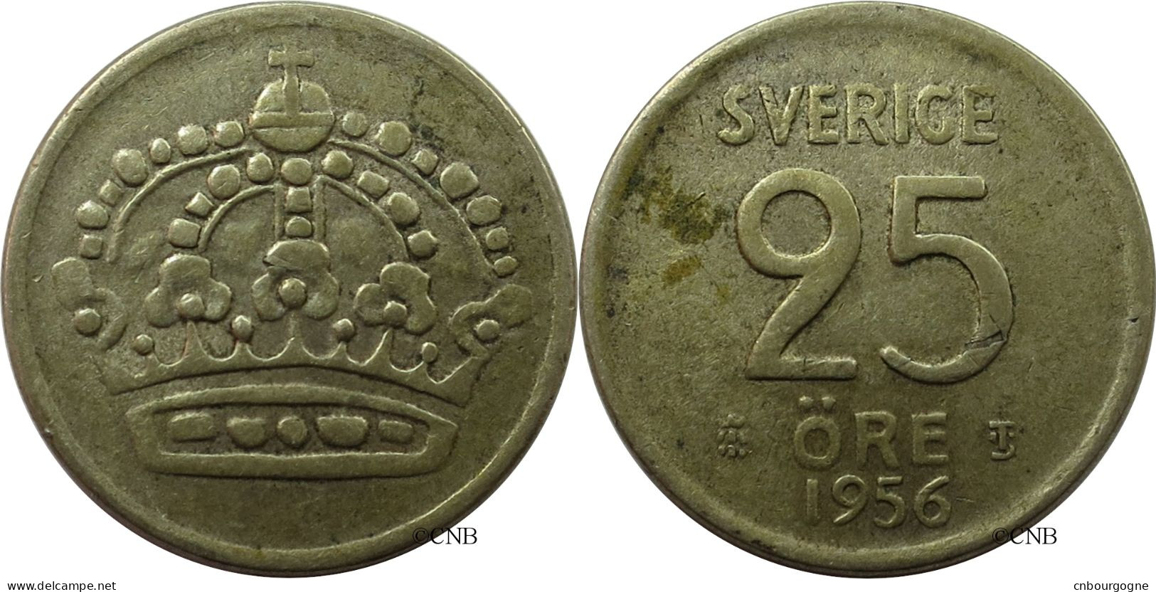 Suède - Royaume - Gustave VI Adolphe - 25 öre 1956 TS - TTB/XF45 - Mon4799 - Sweden