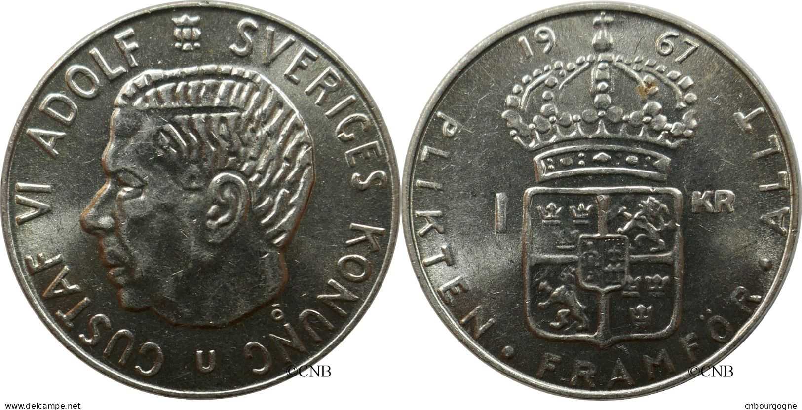 Suède - Royaume - Gustave VI Adolphe - 1 Krona 1967 U - SUP/AU58 - Mon5006 - Suède