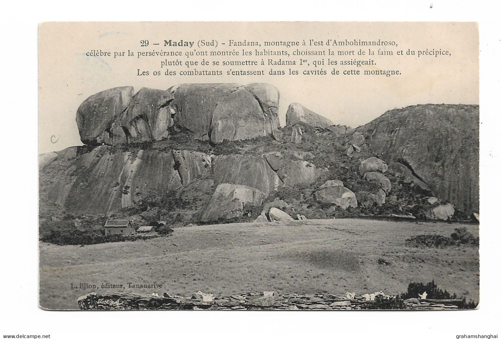 Postcard Madagascar Maday Fandana Montagne Mountain Rocks Posted 1907 French Colonial Stamp - Madagascar