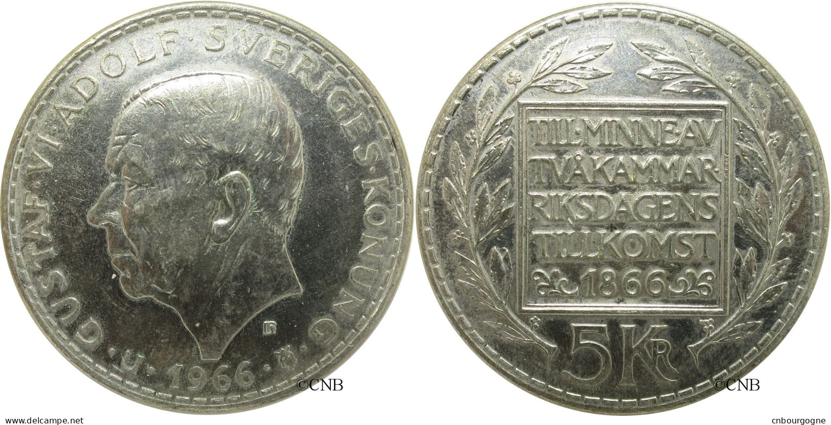 Suède - Royaume - Gustave VI Adolphe - 5 Kronor 1966 U - SUP/AU58 - Mon2251 - Suède