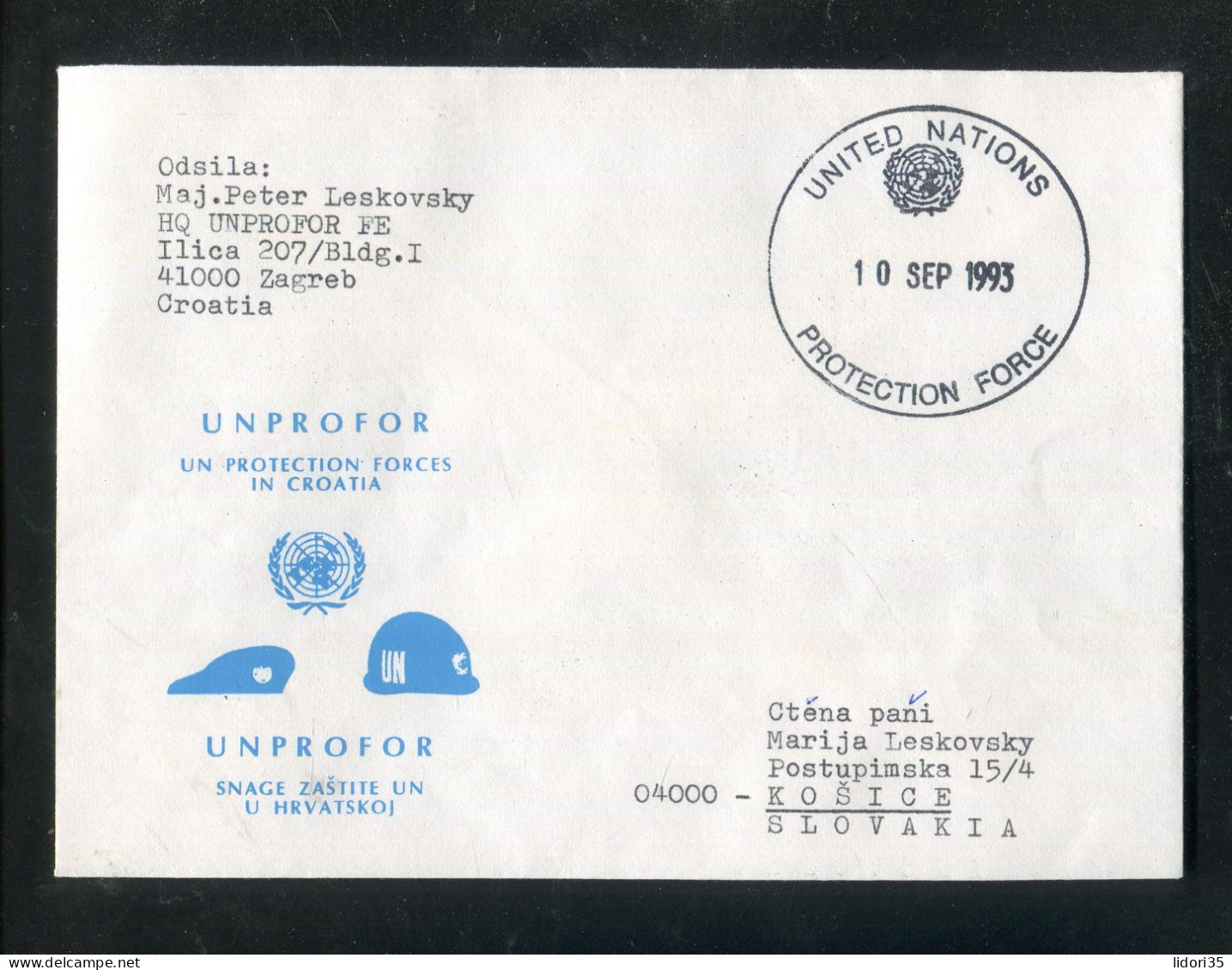 "KROATIEN" 1993, Brief "UN-Schutztruppen" In Die Slowakei (L1246) - Croatia