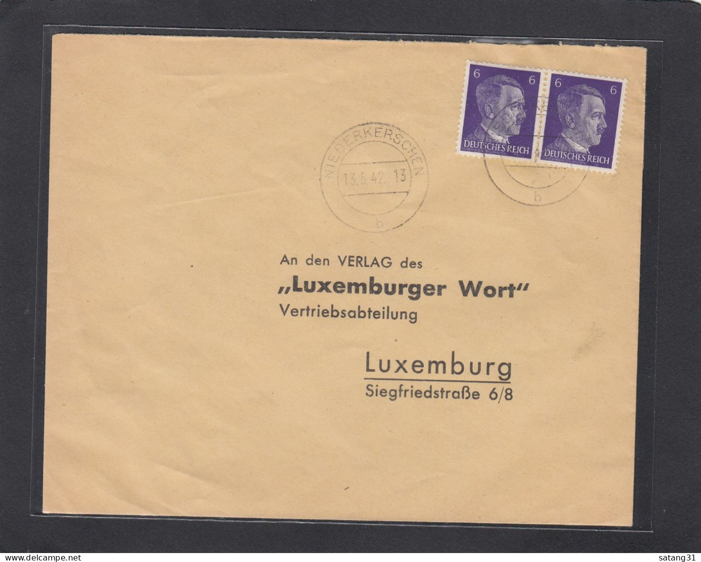 BRIEF MIT STEMPEL " NIEDERKERSCHEN". - 1940-1944 Occupation Allemande