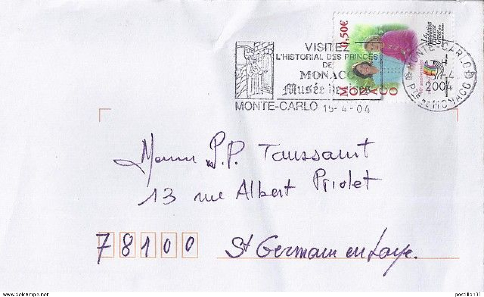 MONACO N° 2425 S/L. DE MONTE CARLO/15.4.04  POUR FRANCE - Lettres & Documents