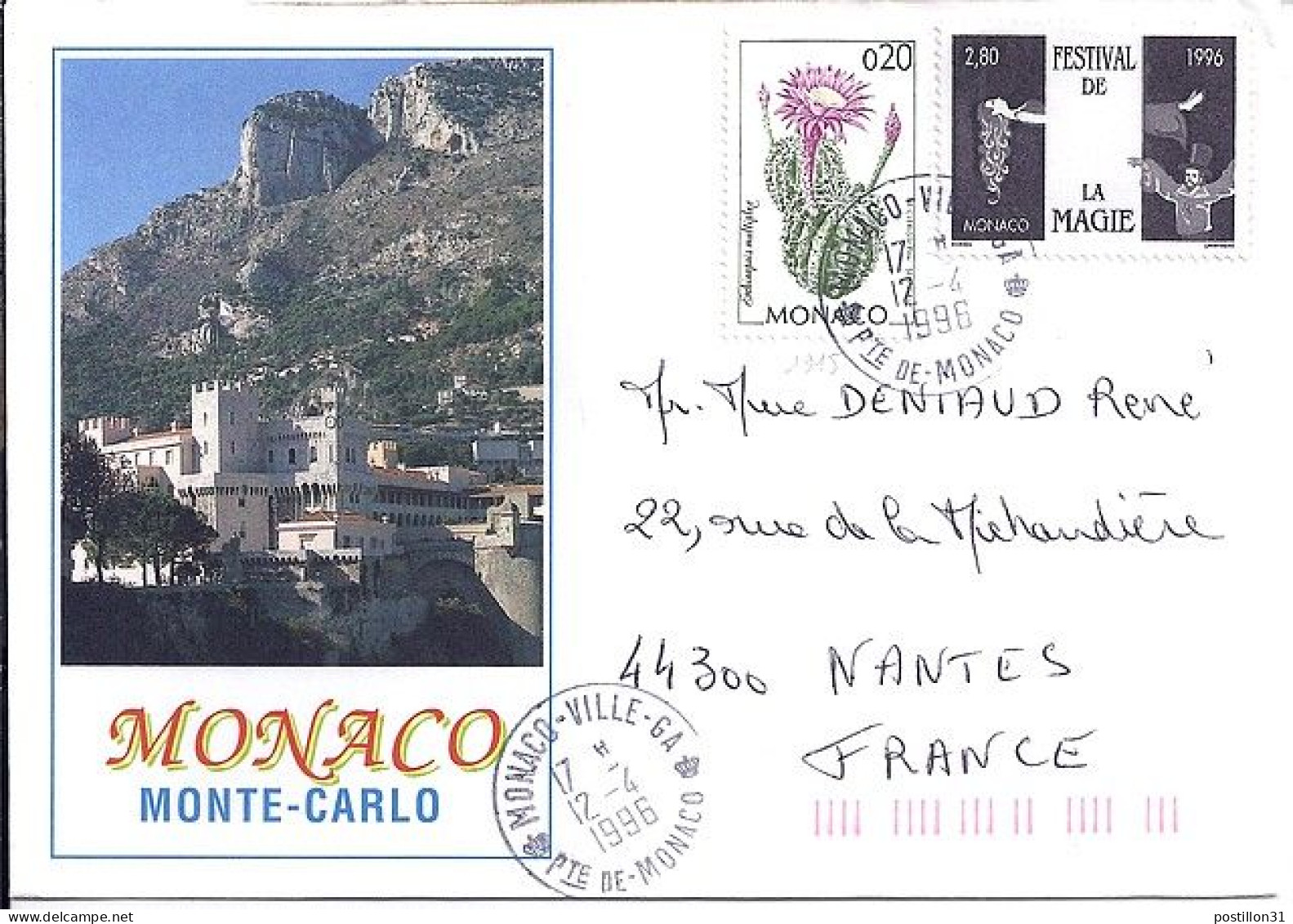 MONACO N° 2027+COMPL S/L. DE MONACO VILLE GA/12.4.96  POUR FRANCE - Cartas & Documentos