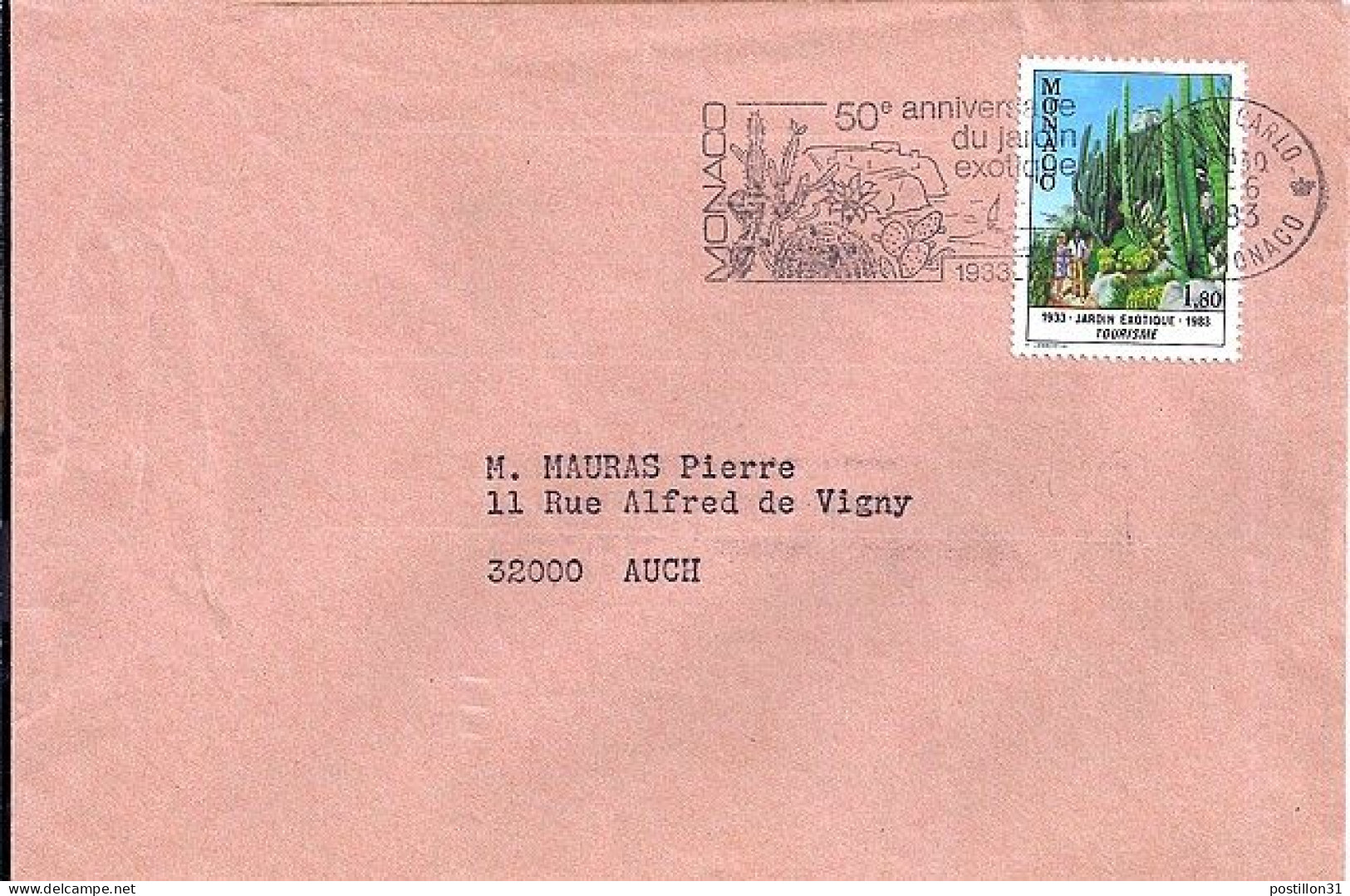 MONACO N° 1360 S/L. DE MONTE CARLO/8.6.83  POUR FRANCE - Lettres & Documents