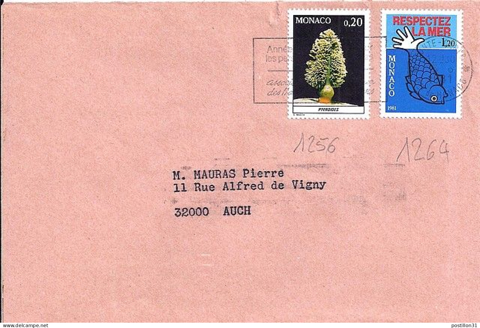 MONACO N° 1256/1264 S/L. DE MONTE CARLO/5.8.81  POUR FRANCE - Lettres & Documents
