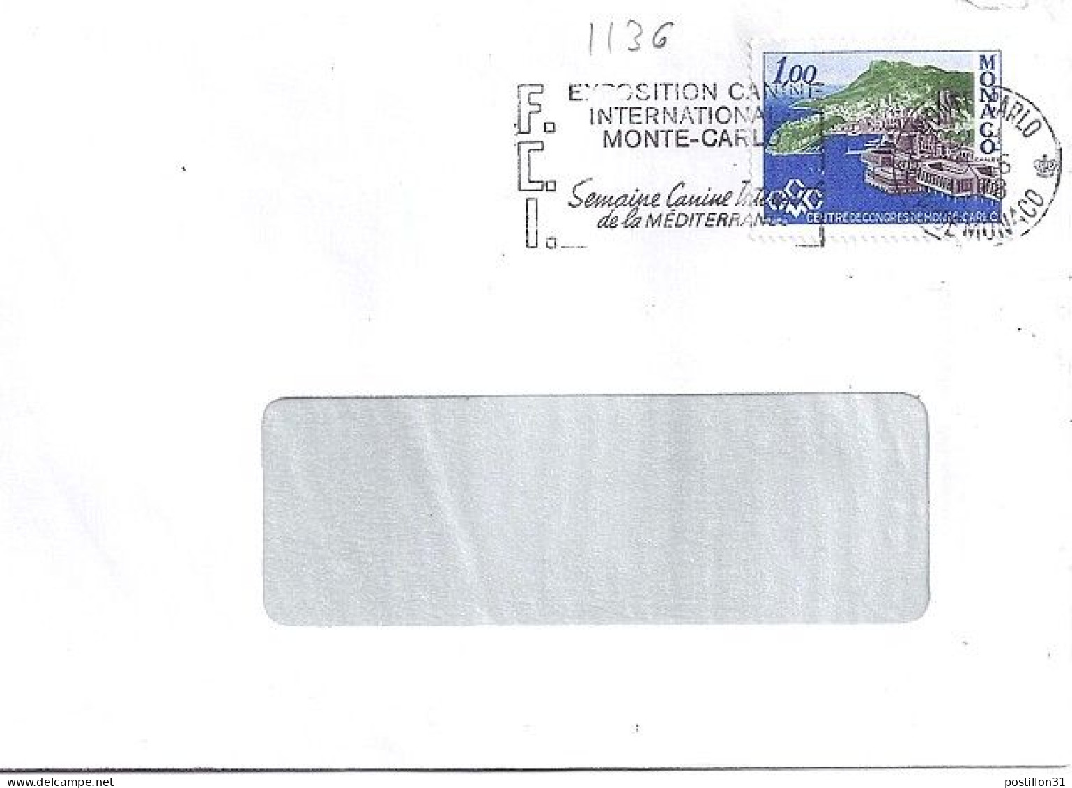 MONACO N° 1136 S/L. DE MONTE CARLO/9.6.78  POUR FRANCE - Brieven En Documenten