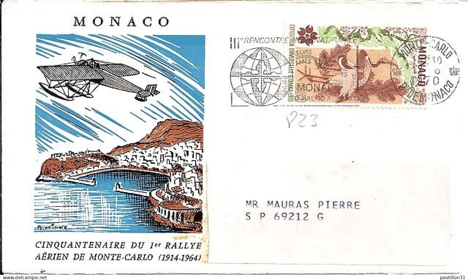 MONACO N° 823 S/L. DE MONTE CARLO/12.6.70  POUR FRANCE - Briefe U. Dokumente