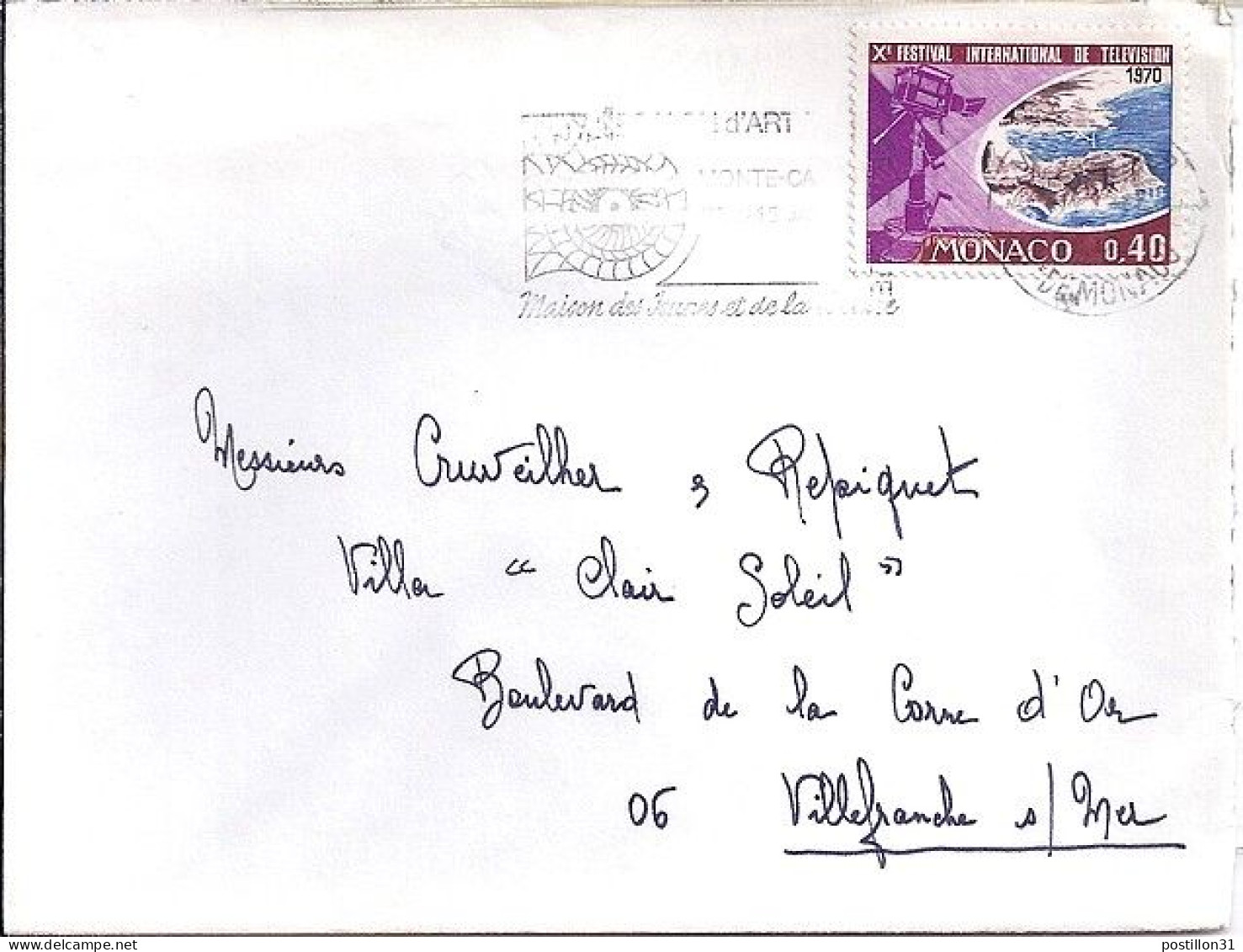 MONACO N° 807 S/L. DE MONTE CARLO/1970  POUR FRANCE - Briefe U. Dokumente