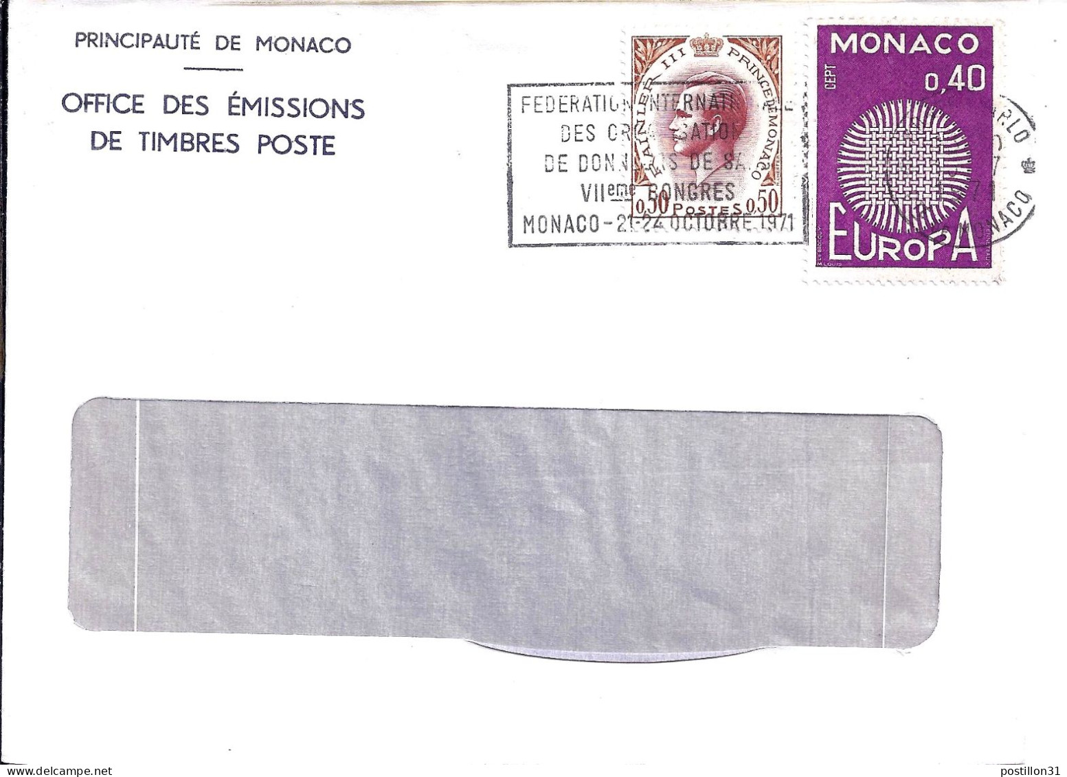 MONACO N° 819/774 S/L. DE MONTE CARLO/15.7.71  POUR FRANCE - Cartas & Documentos