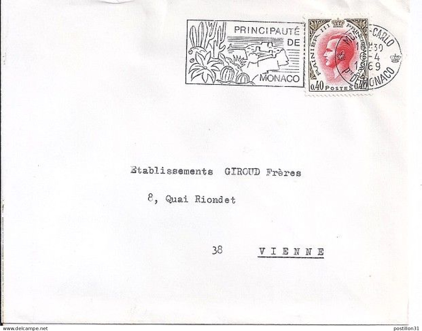 MONACO N° 772 S/L.DE MONTE CARLO/1969  POUR FRANCE - Lettres & Documents