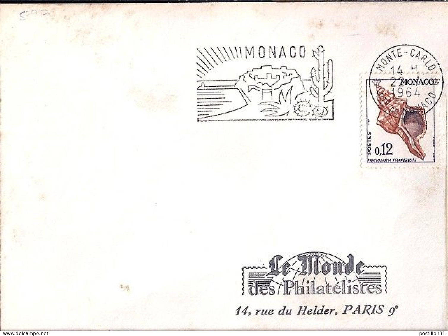 MONACO N° 539B S/L. DE MONTE CARLO/22.7.64  POUR FRANCE - Cartas & Documentos