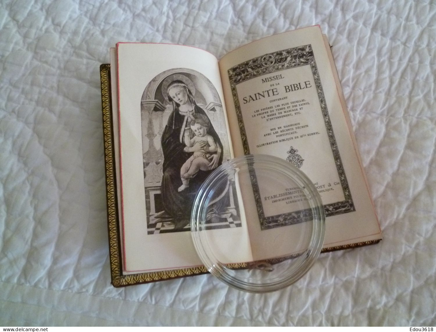 Missel de la Sainte Bible Reliure cuir avec liseret doré & écrin - Imprimatur F. Tessens éditeur Turnhout Belgique 1934