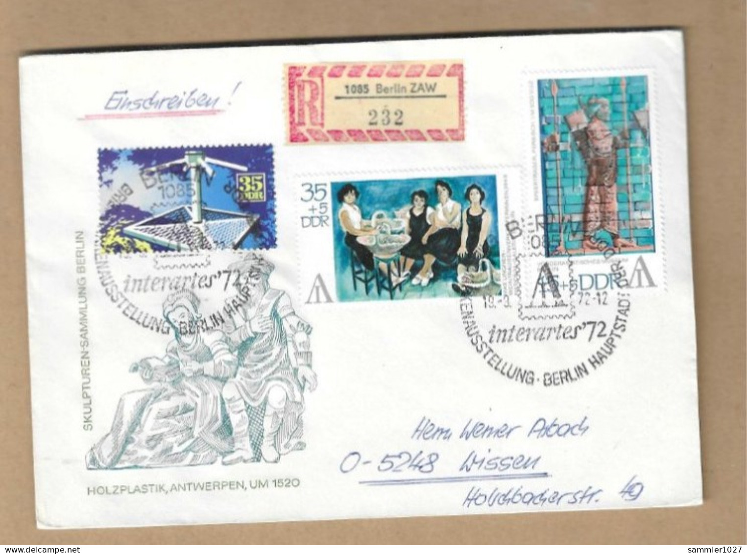 Los Vom 06.05  Einschreiben-Briefumschlag Aus Berlin 1972 Mit Blockmarke - Covers & Documents