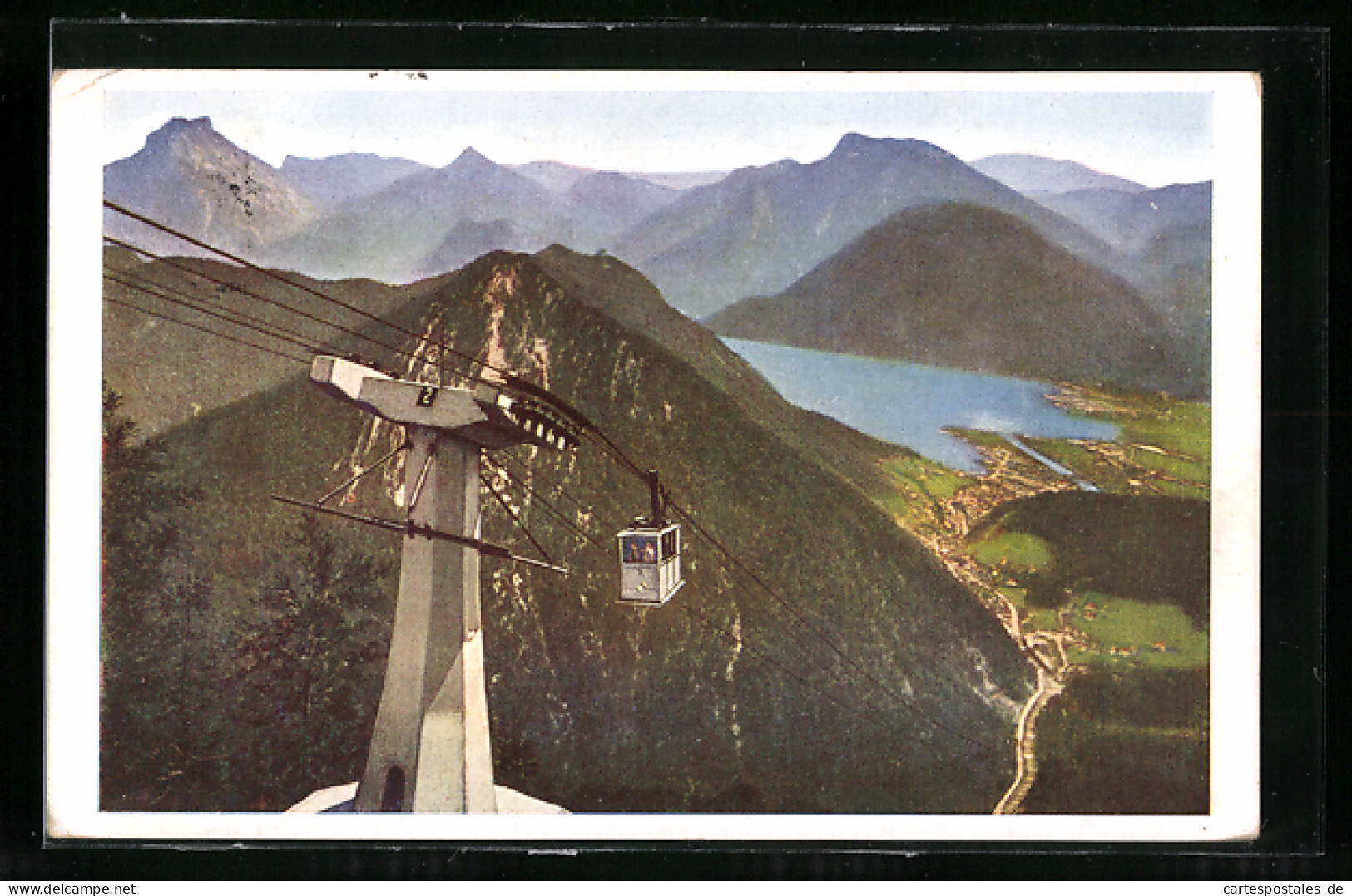 AK Seilbahn Vor Der Betonstütze Am Traunsee  - Seilbahnen