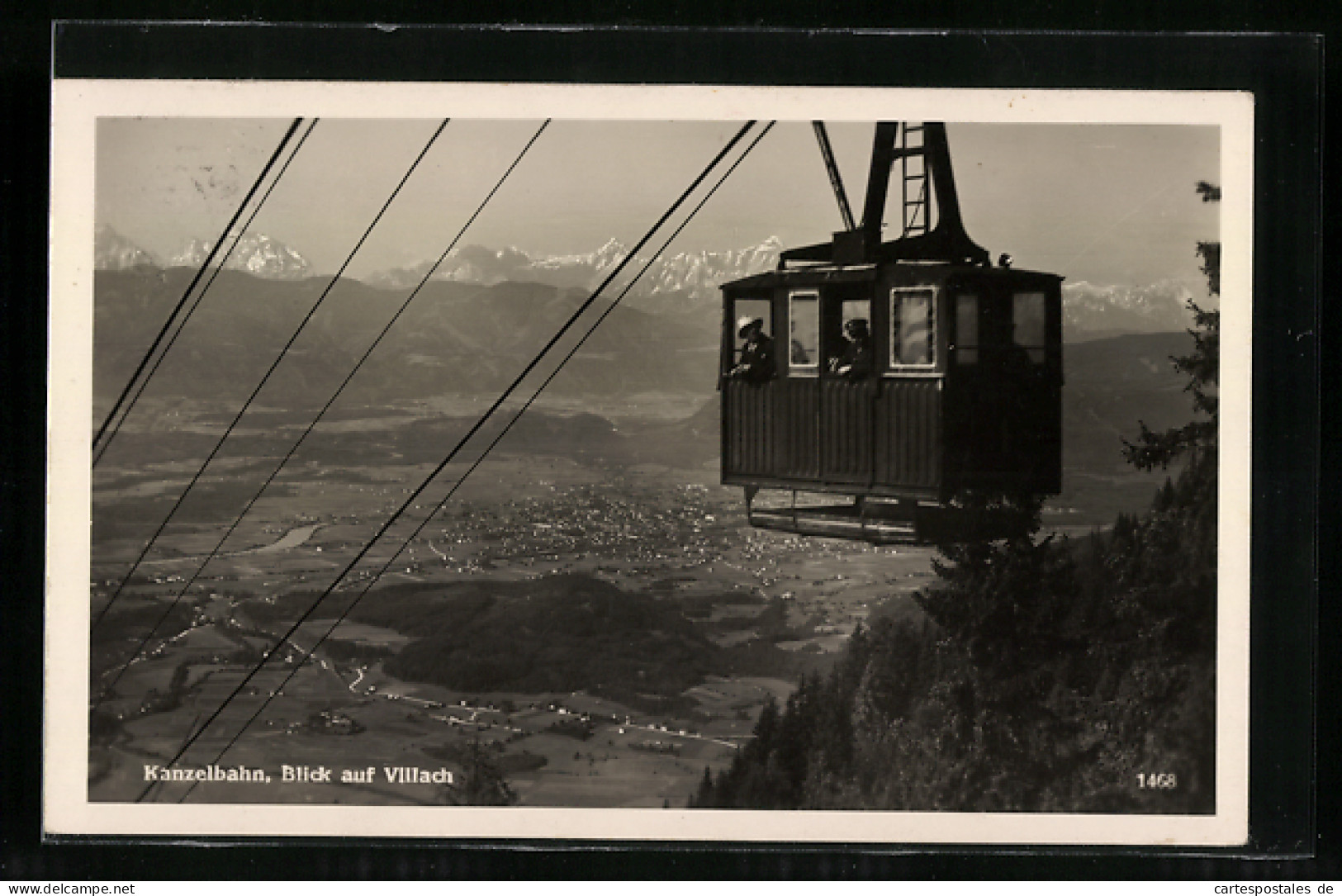 AK Villach, Ansicht Der Kanzelbahn Mit Blick Auf Den Ort  - Funicular Railway
