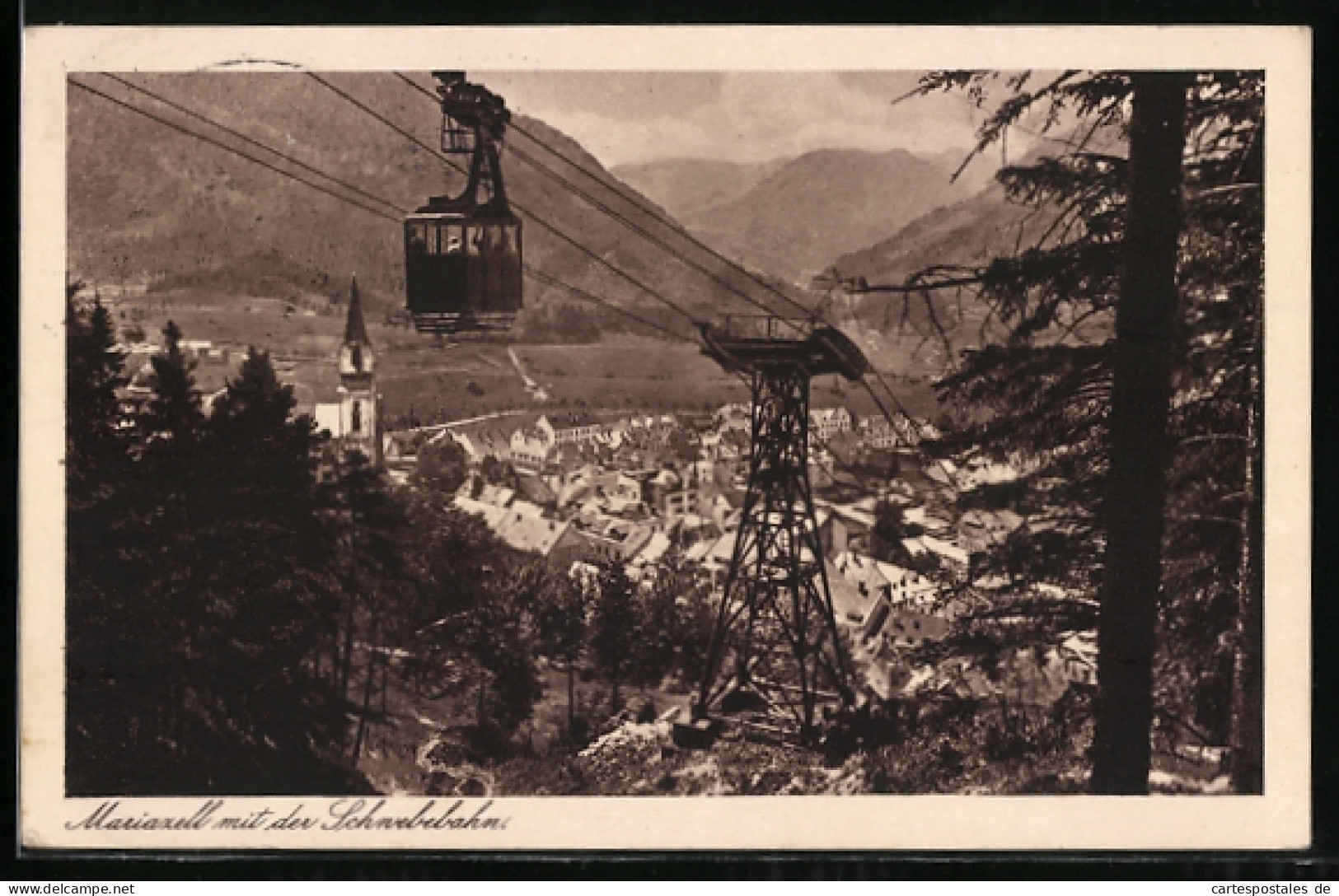 AK Mariazell, Ortsansicht Mit Der Schwebebahn  - Funicular Railway