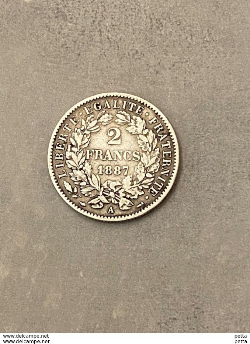 Pièce De 2 Francs Cérès 1887A Argent  / Vendu En L’état (29) - Autres & Non Classés