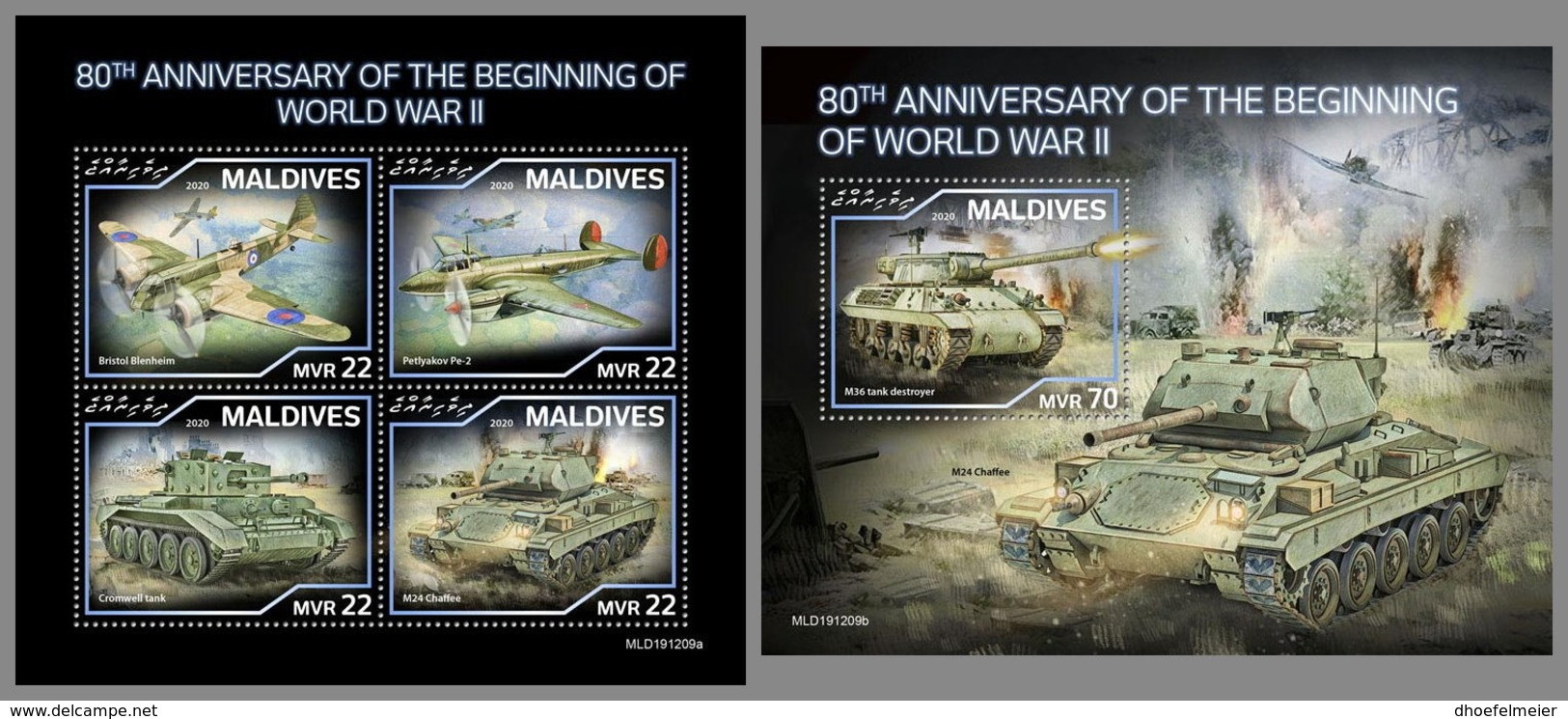 MALDIVES 2020 MNH Beginning WWII Beginn 2. Weltkrieg Debut WWII M/S+S/S - OFFICIAL ISSUE - DHQ2030 - WW2