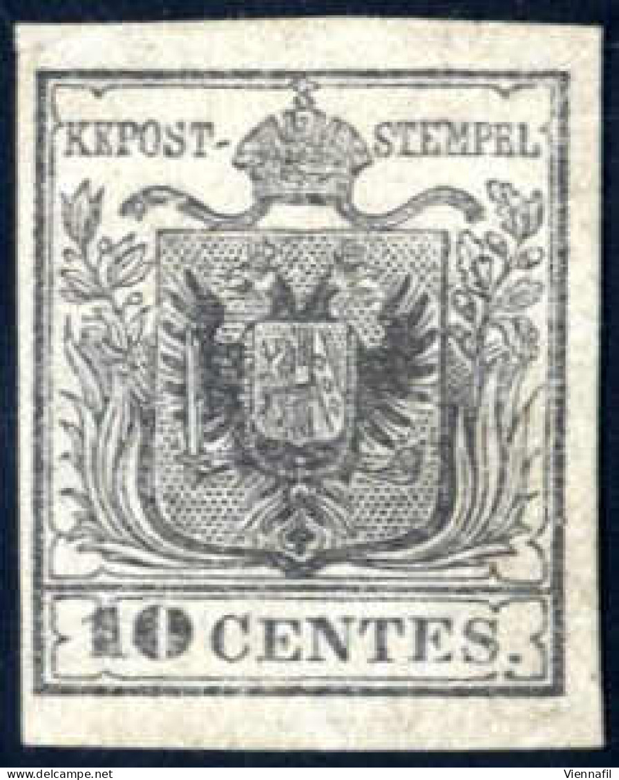 (*) 1850, 10 Centes. Grigio Nero, Carta A Mano II Tipo, Tre Buoni Margini, Completo Quello A Sinistra, Nuovo Senza Gomma - Lombardy-Venetia