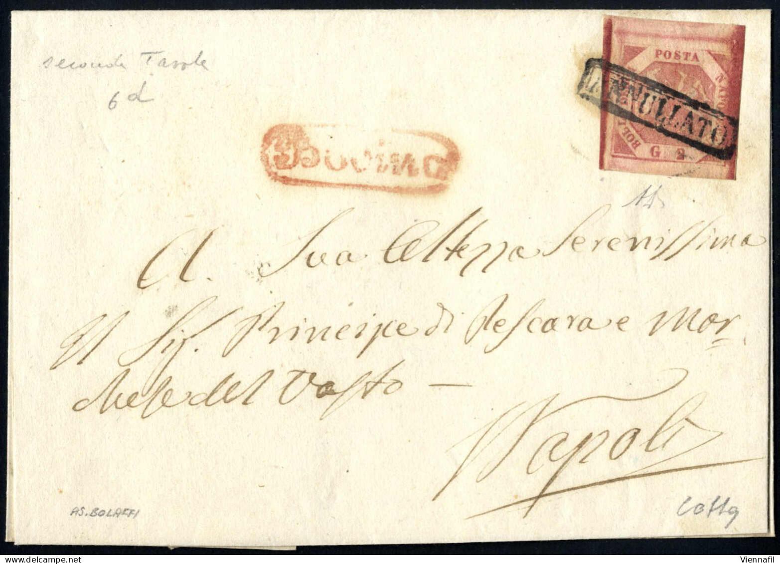 Cover 1858, Lettera Del 2.. Ottobre 1858 Da Bovino A Napoli, Affrancata Con 2 Gr. Carminio Mattone Della II Tavola, Marg - Naples