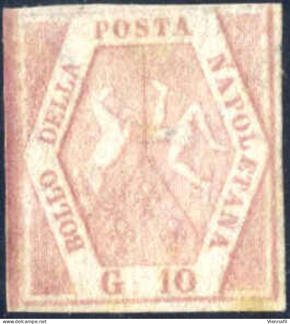 (*) 1858, 10 Grana Carminio Rosa, IIa Tavola, Filigrana A Linee Ondulate Di Riquadro, Nuovo Senza Gomma, Marigini Buoni/ - Nápoles