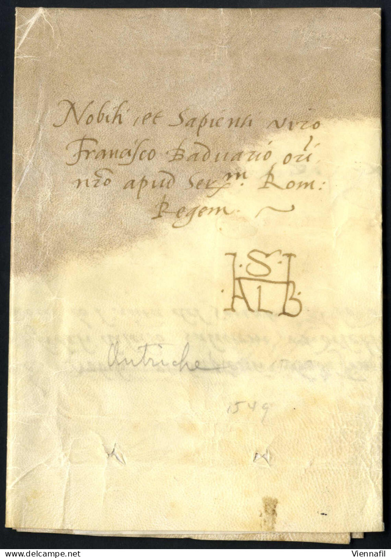 Cover 1549, Lettera In Pergamena Del 20. Ottobre 1549 Indirizzata Al Nobile Et Sapiente Vico Francisco Baduario A Roma:  - Etats Pontificaux