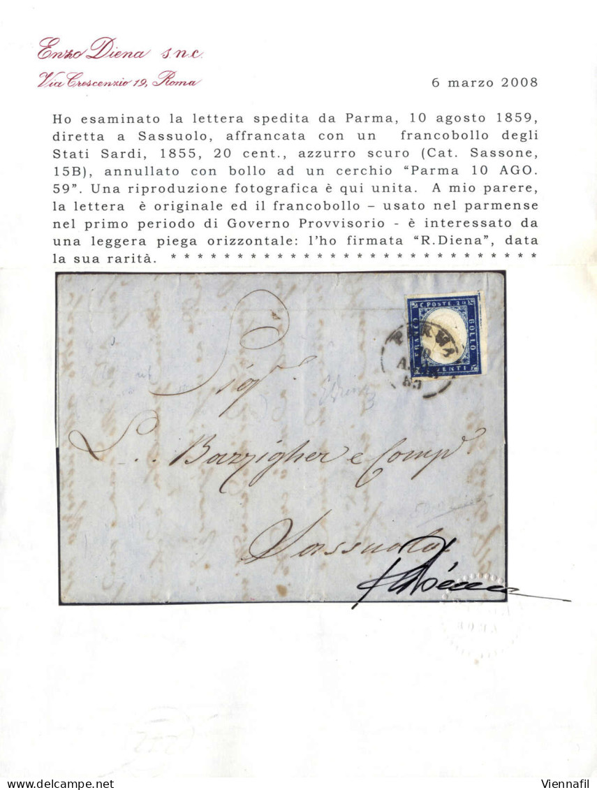 Cover 1860, Lettera Del 3.12.1860 Da San Sepolcro A Modena, Affrancata Con Due Coppie Orizzontali Del 10 Cent. Bruno Del - Toscana