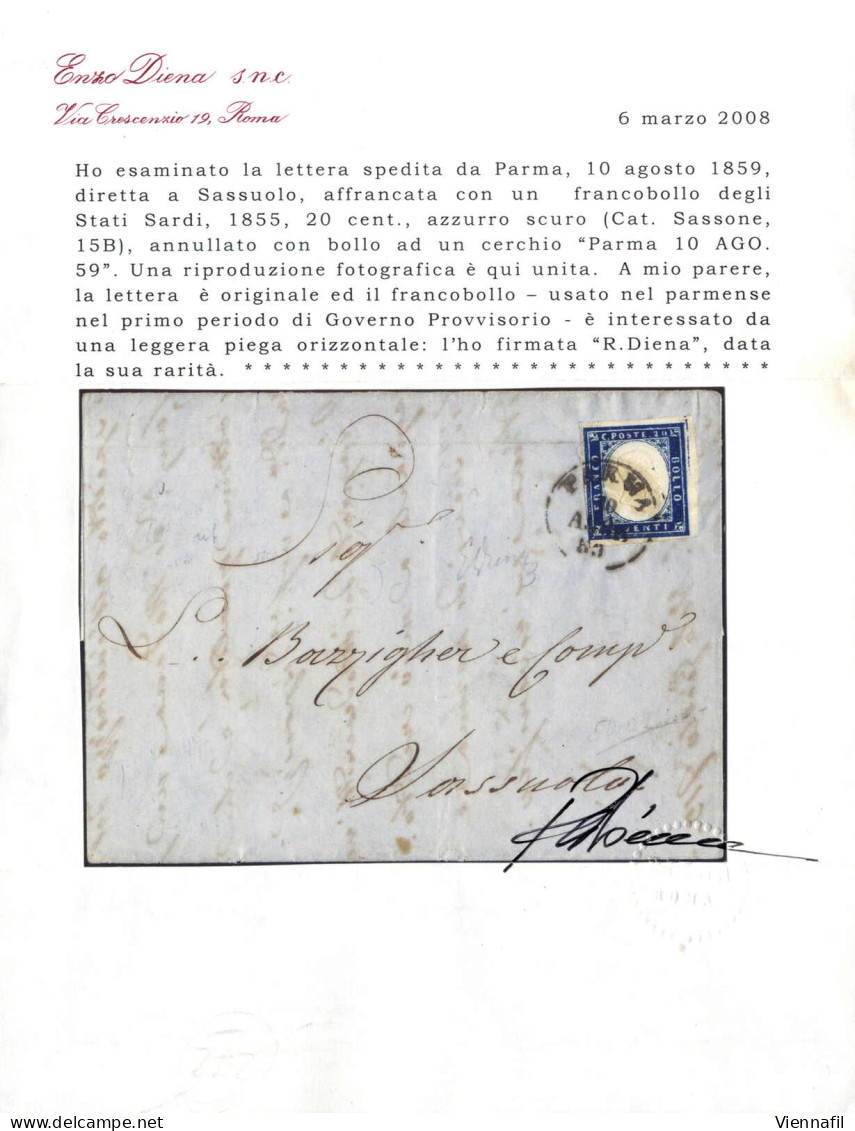 Cover 1860, Lettera Del 3.12.1860 Da San Sepolcro A Modena, Affrancata Con Due Coppie Orizzontali Del 10 Cent. Bruno Del - Toskana