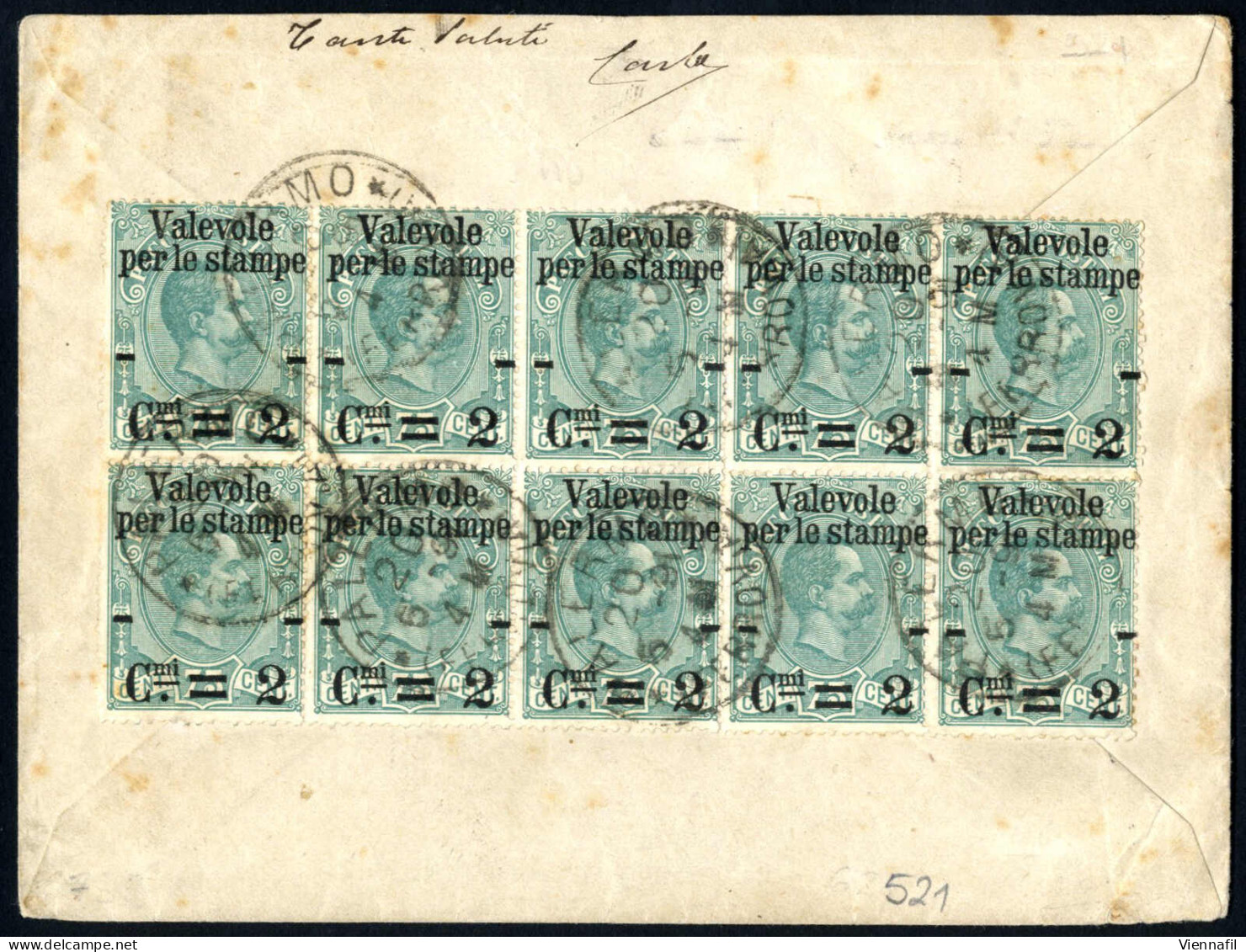 Cover 1891, Due Lettere Affrancate Con Francobolli Per Pacchi Postali Con Soprastampa "Valevole Per Le Stampe C.mi 2": 1 - Autres & Non Classés